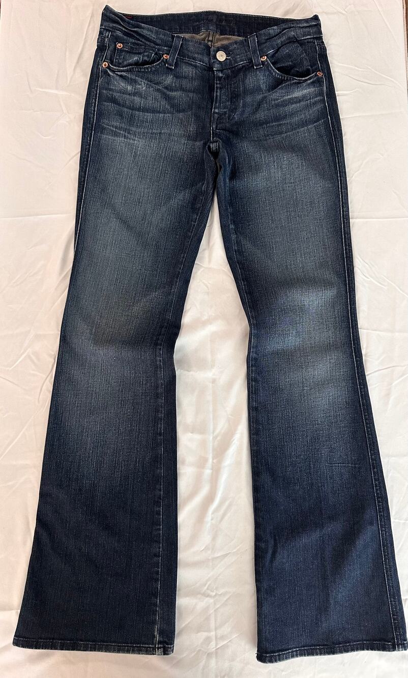 7 For All Mankind A Pocket Bootcut Jeans 28 Dark Wash Pink Stitch Made USA